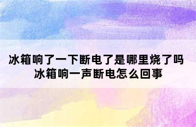 冰箱响了一下断电了是哪里烧了吗 冰箱响一声断电怎么回事